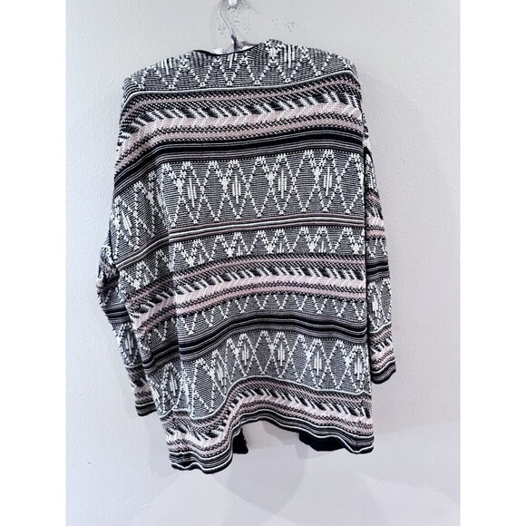 Old Navy Womens Open Cardigan Textured Knit Black White Brown Small Oversized - Picture 4 of 8